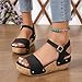 Platform Wedge Sandals for Women Open Toe Buckle Ankle Strap Espadrille Wedges Casual Dressy Comfortable Summer Breathable Simple Flatform Shoes Black