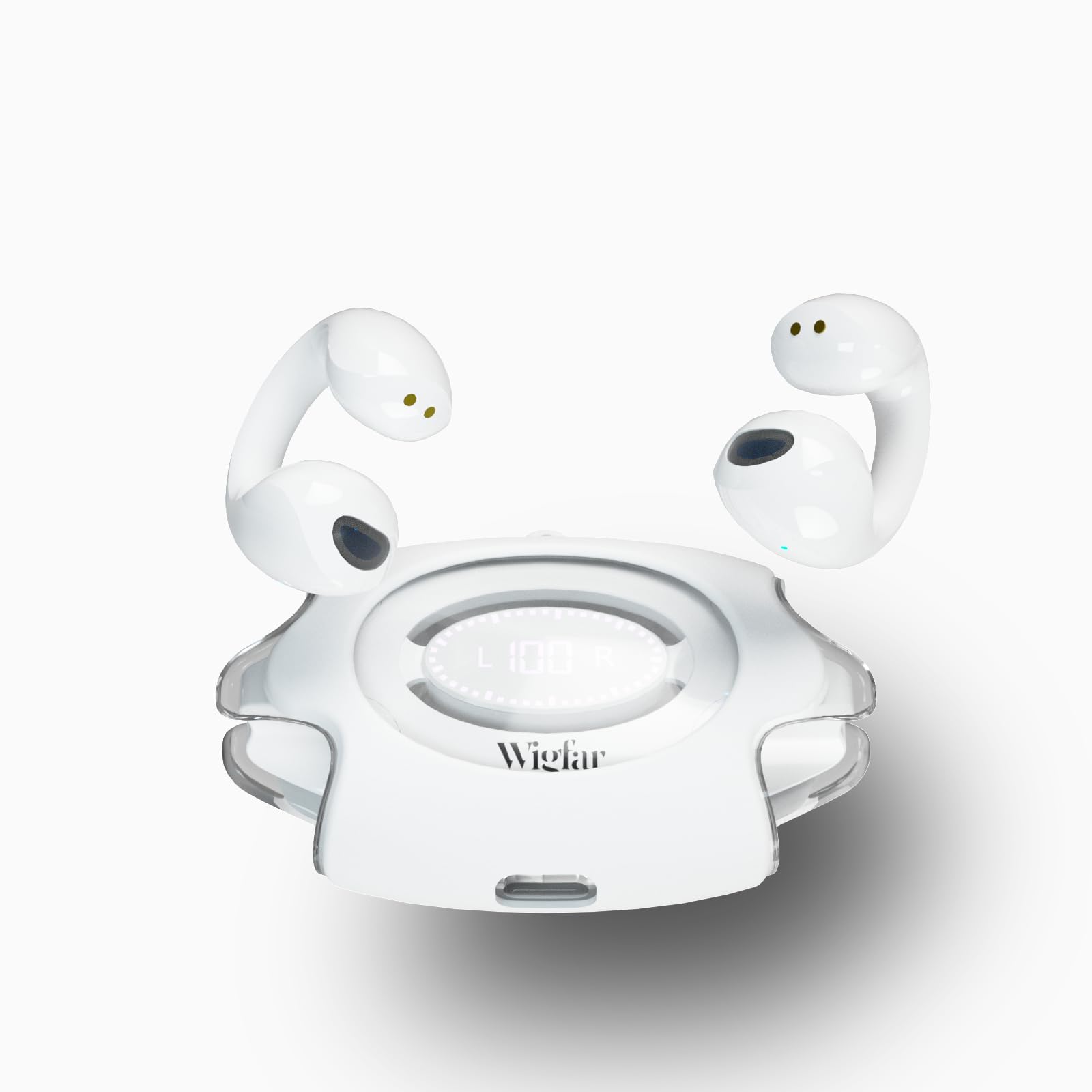 Open Ear Headphones True Wireless Bluetooth Headphones, Ear Clip Earbuds,Sweat Resistant,Fast Charging,24HRS Playtime,Open Ear Earbuds for Workout,Driving,Meeting (White)