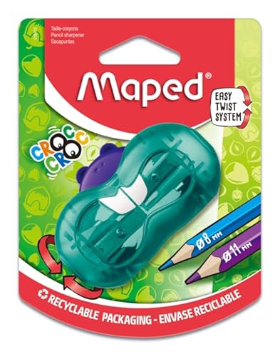 Maped - Afiador Croc Croc Twist Bieber - 2 tamanhos de caneta - com caixa de coleção - seleção de co