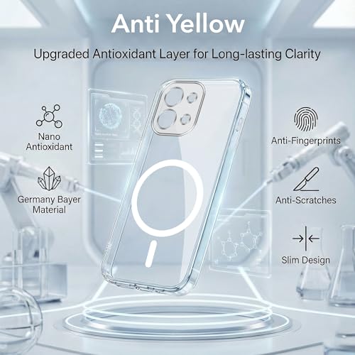 Image of Jkobi Lifetime Anti-Yellow MagSafe Compatible Clear Back Cover Case for OnePlus 13S (Sleek Hard Crystal | Shockproof and Camera Protection)