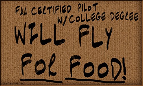 "Will Fly For Food!" Aviation Decal/Sticker. Aviation Humor and Pilot Gifts