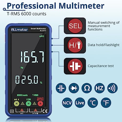 ALLmeter Digital Multimeter 6000 Zählungen Strommessgerät mit Farbbildschirm CAT II 1000V CAT III...
