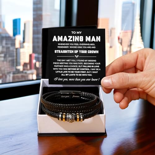 Pulsera para hombre trenzada acero inoxidable con mensaje miniatura 3