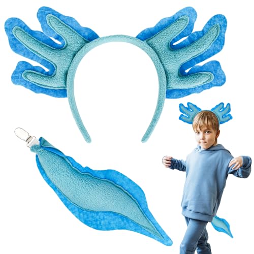 XEPST Axolotl Costume Set, Axolotl Headband and Tail Set wit
