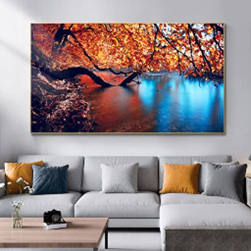 Toile nature automne feuilles rouges pour créer une ambiance chaleureuse et apaisante au salon