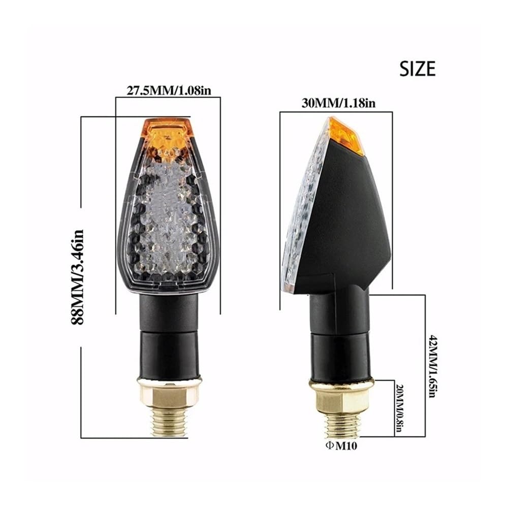 Generique Moto Arrière Lampe Clignotants Universels À 14 LED Pour Motos, 12V, Indicateur Arrière, Feu