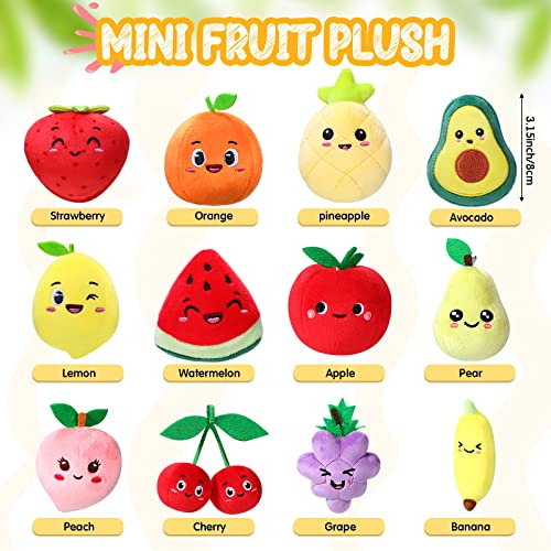 12 Pieces Cute Fruit Plush Toys Colorful Stuffed Fruits Soft Mini Avocado Strawberry Orange Pineapple Peach Lemon Stuffed Doll For Kids Keychain Handbag Pendant Birthday Christmas Easter Party Favors #TOP3