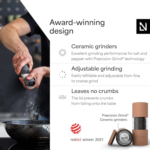 Image of LARS NYSOM Salt and Pepper Grinder Set, Manual Salt and Pepper Mills with Adjustable Ceramic Grinder, Design Spice Shaker Set (Blush Rose)