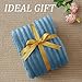 BEDELITE Fleece Throw Blanket for Couch - 300GSM Soft & Warm Fluffy Light Blue Blanket, Decorative and Giftable Striped Blankets for Women, Men, 50