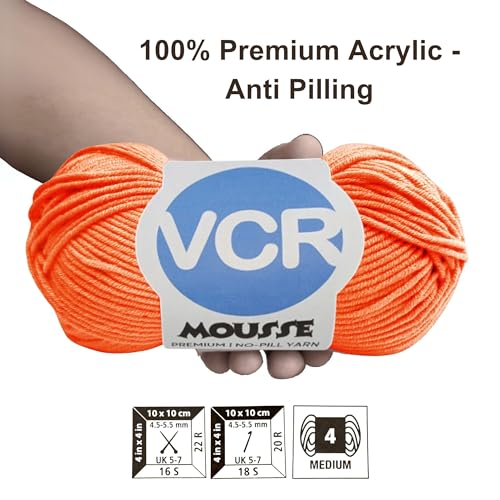 Image of VCR 4 Ply Rose Red Yarn, 100 Grams Hank, 190 Meters Length, Acrylic Ball for Crochet and Knitting, Soft Crosia Threads, Pack of 1 Yarn, Suitable for DIY Crafts