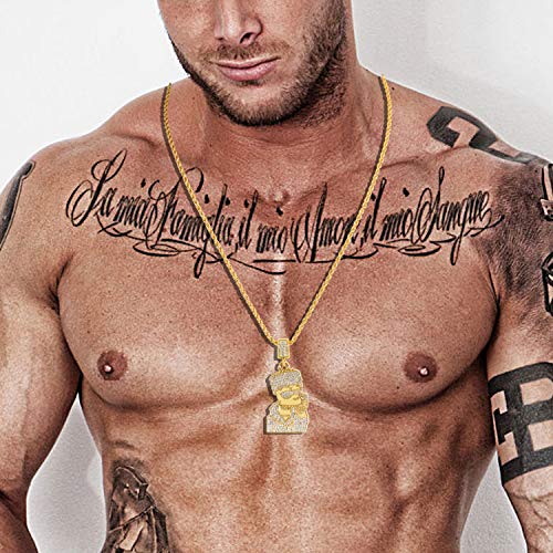 Putouzip Men's Bart Chain Necklace 18K Gold Plated Cz Fully Iced Out Cartoon 316L Stainless Steel Pendant(Gold) #TOP5