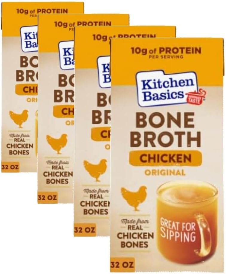 Kitchen Basics Original Chicken Bone Broth (Keto Friendly), 32 fl oz (Pack of 4)