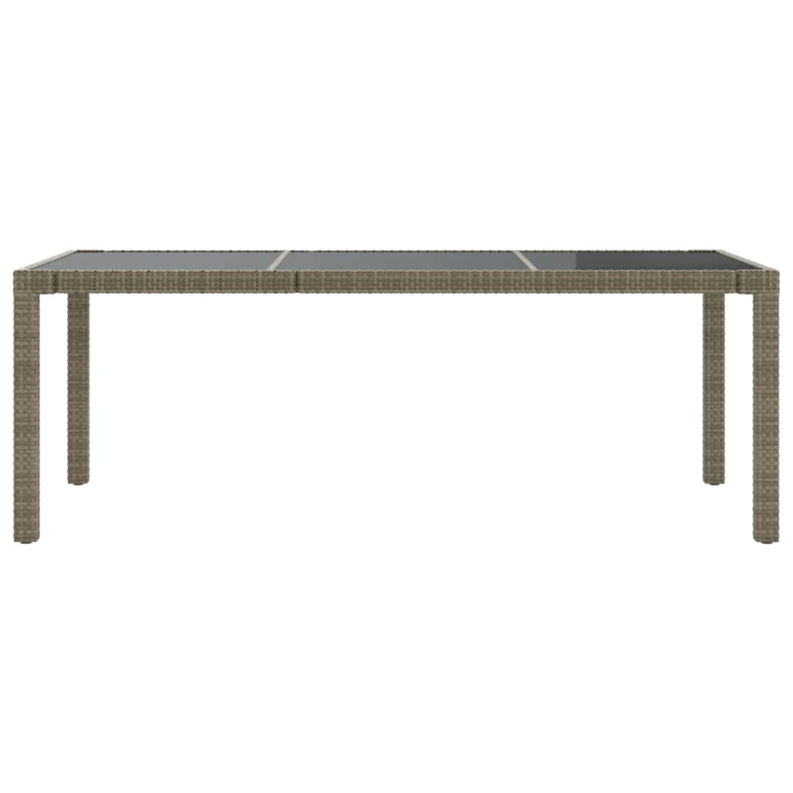 Homgoday Mesa de jardín, mesa de balcón, mesa de terraza, jardín, mesa de comedor, muebles de jardín, balcón, terraza, rectangular, gris, 190 x 90 x 75 cm, cristal templado y ratán sintético