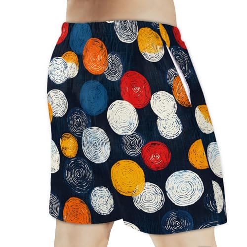 Men's Swim Trunks Size S Irregular Circle with Mesh Lining Soft Breathable Quick Dry Beach Shorts Ash Colored3