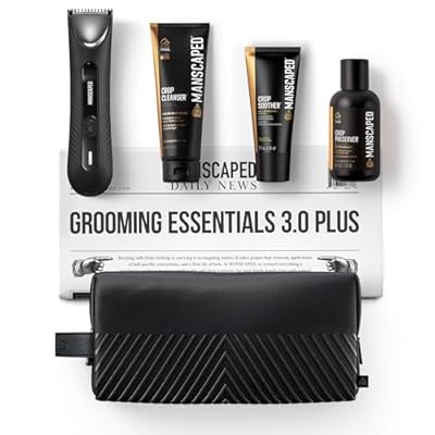 MANSCAPED &reg; Жуынатын эссенциялар 3.0 Plus бағдарланған шөп шабатын &reg; 3.0 Plus Men's Groin Hair Trimmer, Crop Preserver &reg; Ball Deodorant, Crop Cleanser &reg;, қырыну, Sheed 2.0 Toileye Bag