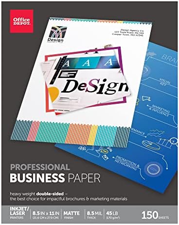 Office Depot Professional Brochure And Flyer Paper, Matte, 8 1/2in. x 11in., 45 Lb, Pack Of 150 Sheets, 124210