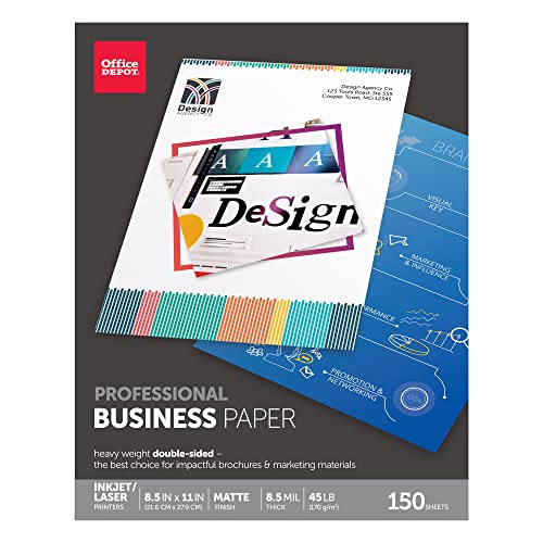 Office Depot Professional Brochure And Flyer Paper, Matte, 8 1/2in. x 11in., 45 Lb, Pack Of 150 Sheets, 124210