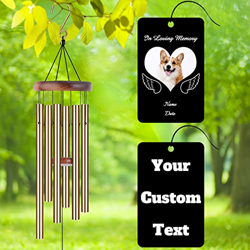 Image of Personalized Custom Wind Chimes Memorial Gift for Loss of Loved One Mother Dad Mom Dog Pets Customized Outdoor Sympathy Wind Chimes with Photo Text