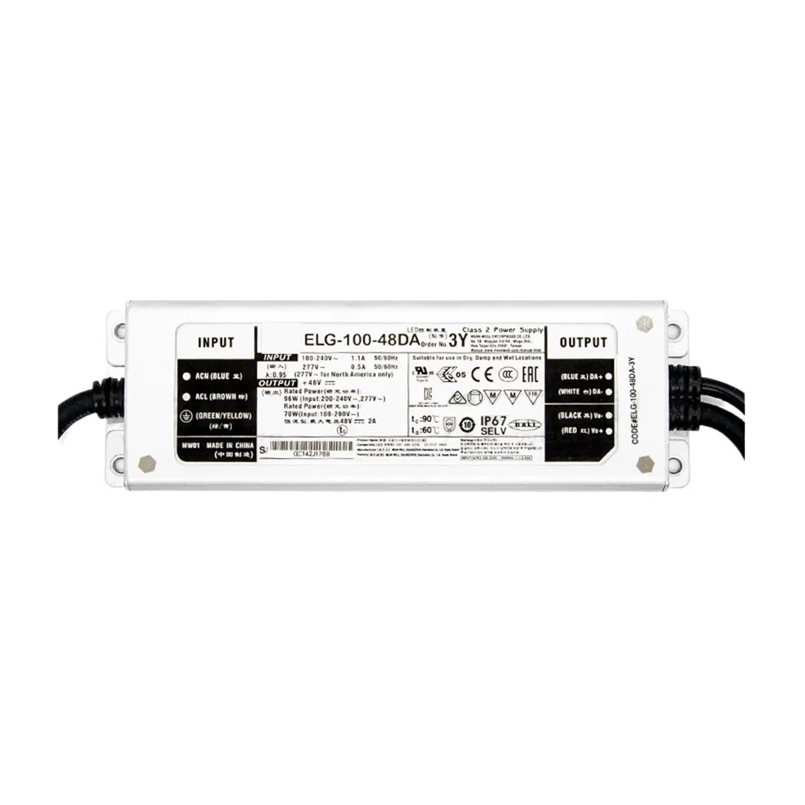 ANERTQUIH ELG-100-24DA-3Y ELG-100-48DA-3Y Constant Voltage + Current Drive Waterproof Power Supply(ELG-100-24DA-3Y)
