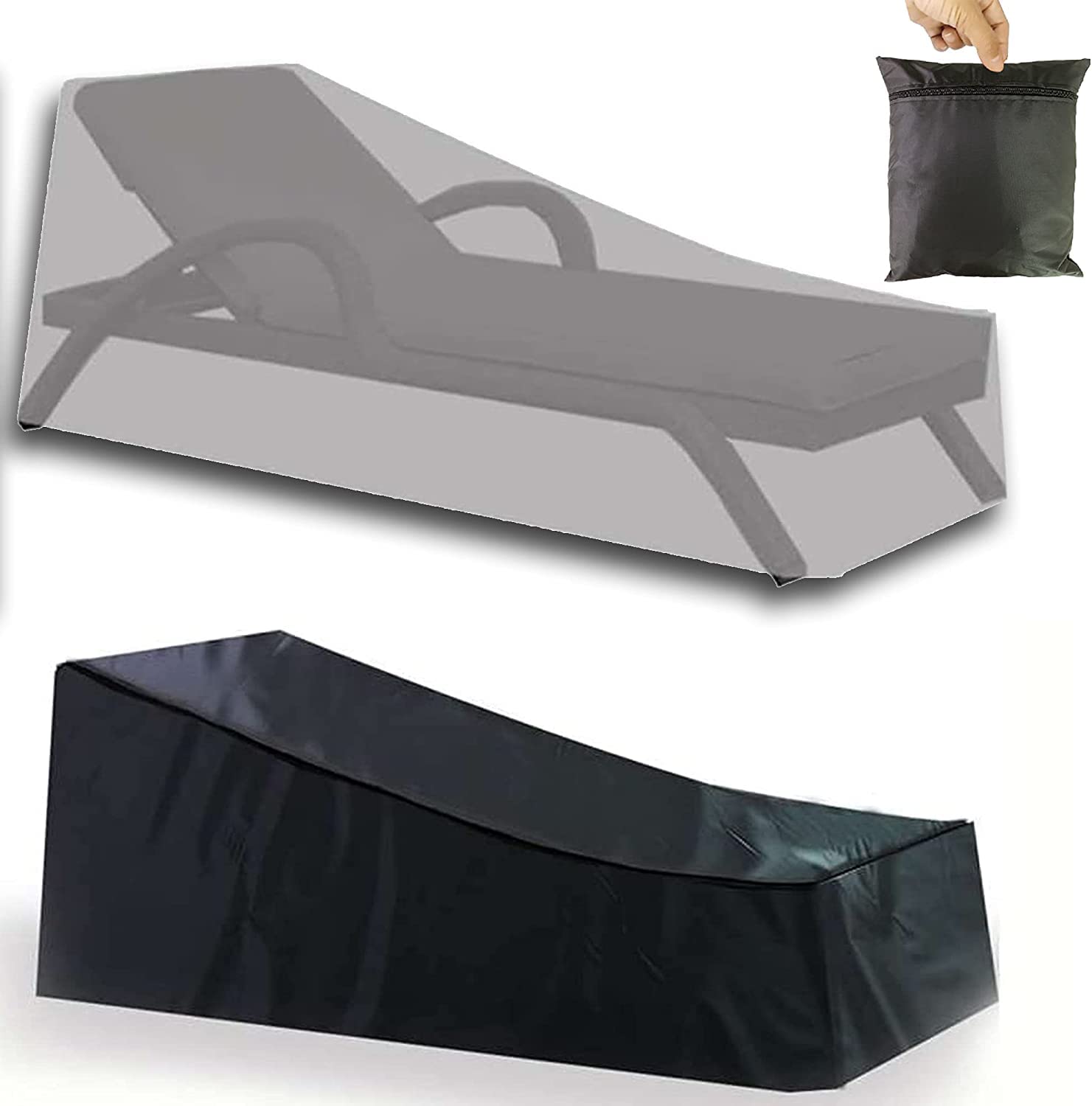 2Pcs Beach Chair Covers Waterproof Chaise Lounge Covers with Durable 210D Material Outdoor Garden Sun Lounger Cover, Beach Waterproof And Uv-proof Sunbed Cover With Storage Bag (210x75x40 / 80cm)