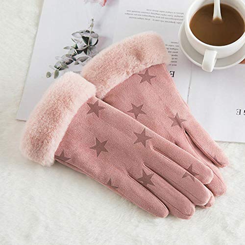 DIODIOR Guanti Guanti invernali da Donna in Pizzo Caldo e carino Con guanti da polso Doppio Tocco di Peluche da Donna, C56 A Rosa Cover