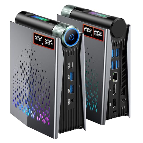 Image of ACEMAGICIAN S3A Mini PC Windows 11 Pro, Ryzen 7 H 255(up to 4.9GHz), 16GB LPDDR5 512GB NVME PCIe4.0 SSD Computer with Radeon 780M Graphics, RGB Lights 3 Modes Small Desktop for Business Home Office