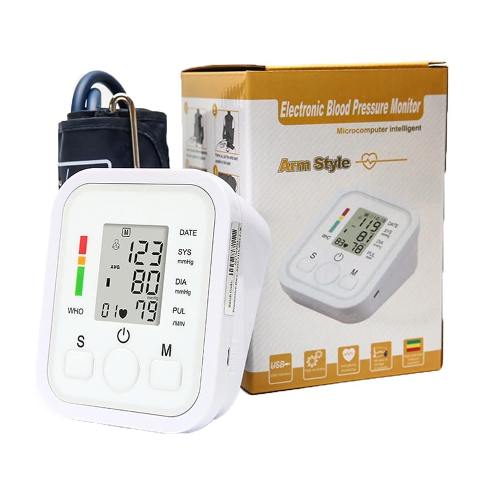 Tensiómetro de Brazo, Medidor Tension Arterial Medición Precisa Medidor de Tension Arterial Brazo de Ajuste del Manguito Función de Memoria Tensiometro de Brazo Digital