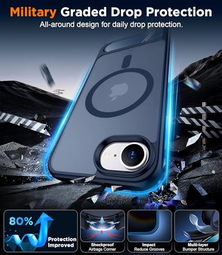 Image of Magnetic Compatible with iPhone 17e Case & iPhone 16e Case,[Built-in Invisible Kickstand][Compatible with MagSafe][Military Grade Shockproof] Slim Translucent Matte Case for iPhone 16e /17e 6.1 inch