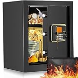 Diseño de pantalla LCD: nuestra caja fuerte cuenta con una pantalla LCD digital que puede mostrar año, mes, día, semana, último tiempo de desbloqueo, nivel de batería, contraseña, etc. (la contraseña se puede ocultar para evitar fugas). La entrada del teclado tiene tonos de teclas que puede eliminar o mantener según sea necesario. La gran capacidad de 2,0 pies cúbicos puede almacenar su arma, efectivo, pasaportes, reliquias, joyas, documentos importantes y más.