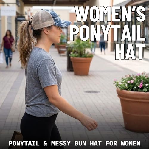 Image of Funky Junque Womens Baseball Cap Dad Hat Ponytail Messy Bun Trucker Ponycap
