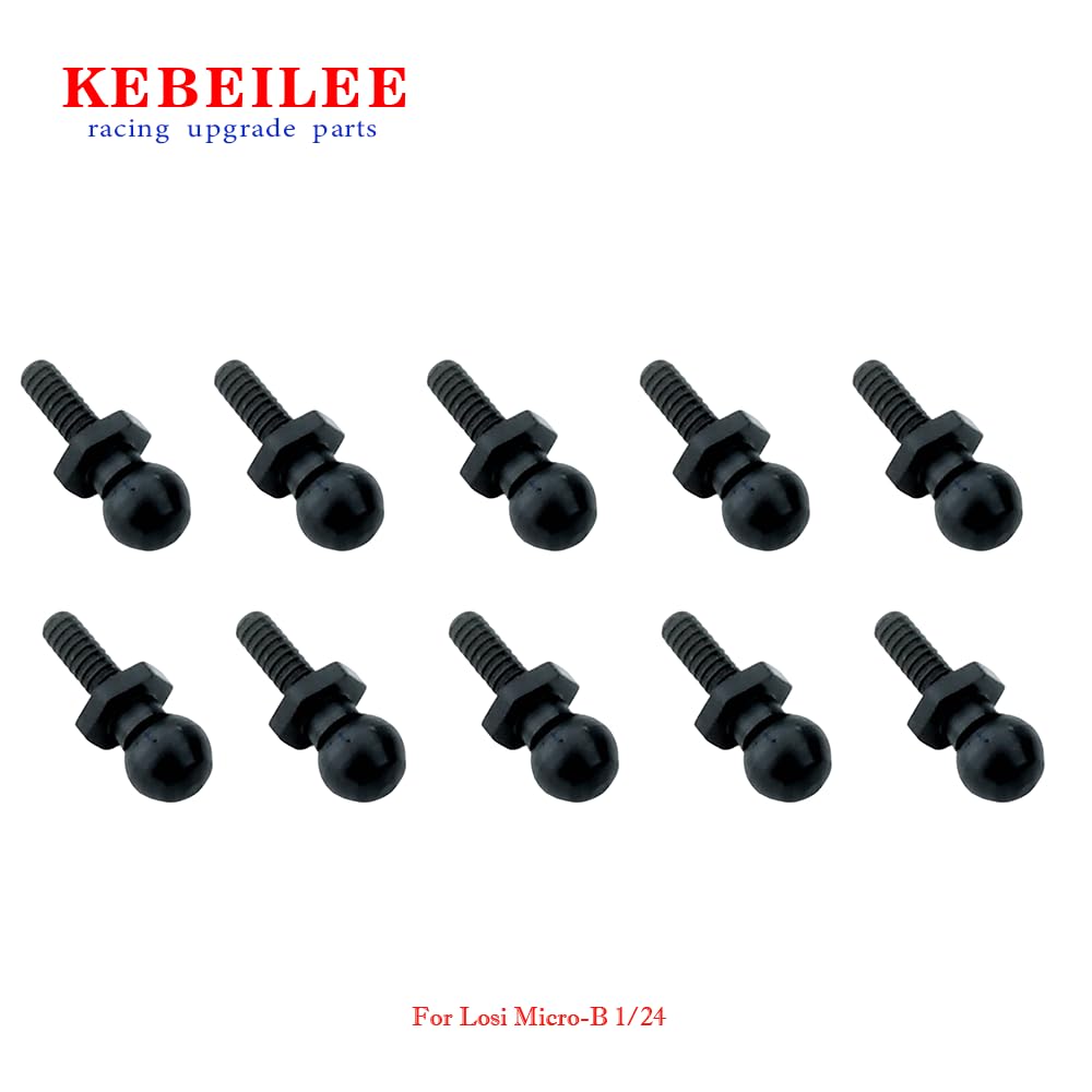 KEBEILEE Carbon Steel Ball Head Screw M1.4 Pivot for LOSI 1/24 Micro-B / 1/28 Micro-T (Black)