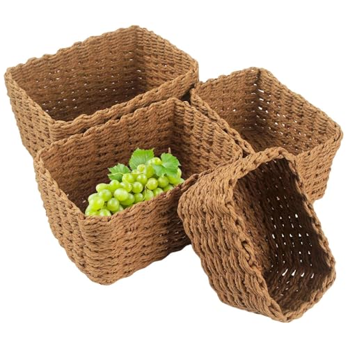 Cestas de almacenamiento - 4 bandejas de organizador de armario sostenibles para ropa y toallas, diseño funcional con ahorro de espacio, contenedores para cocina, baño