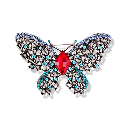 Broche gros papillon strass vintage pour femmes avec épingle pour bijoux de banquet