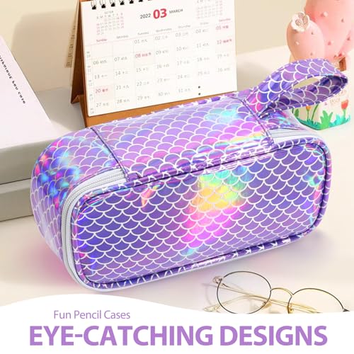 Image of Jcocylse Large Capacity Pencil Case Portable Pencil Pouch Bag School Supplies for College Students Girls Boys Adults(Purple-C)
