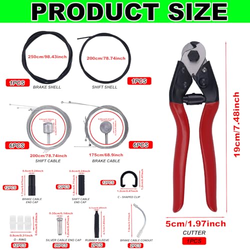 image for lasuroa 103pcs Bicycle Brake Cable Kit, Brake Line Housing Kit with Sh