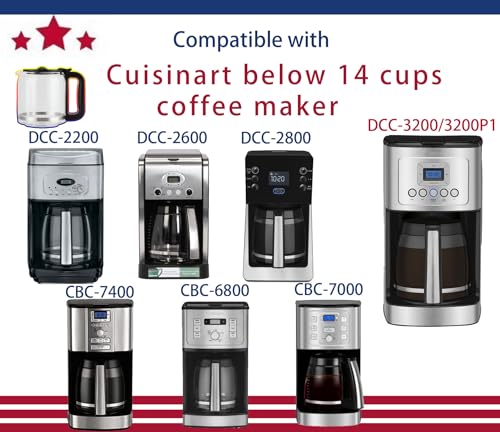 14 Cup Coffee Pot Replacement Compatible with Cuisinart Coffee Maker DCC-2200, DCC-3200, DCC-3200P1,DCC-3200FR,DCC-3200CPAMZ,DCC-2600,DCC-2800 14 cup coffee maker - Thumbnail 4