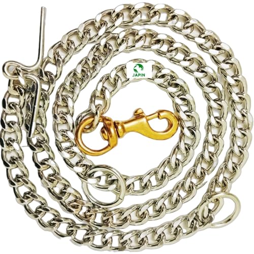 Image of JAPIN Heavy Weight Dog Leash Diamond Cut Heavy Duty Dog Chain with Brass Hook for Large Dogs (XXX Large-Size) (L: 63 Inches Thickness: 3 Cm) 6 No.