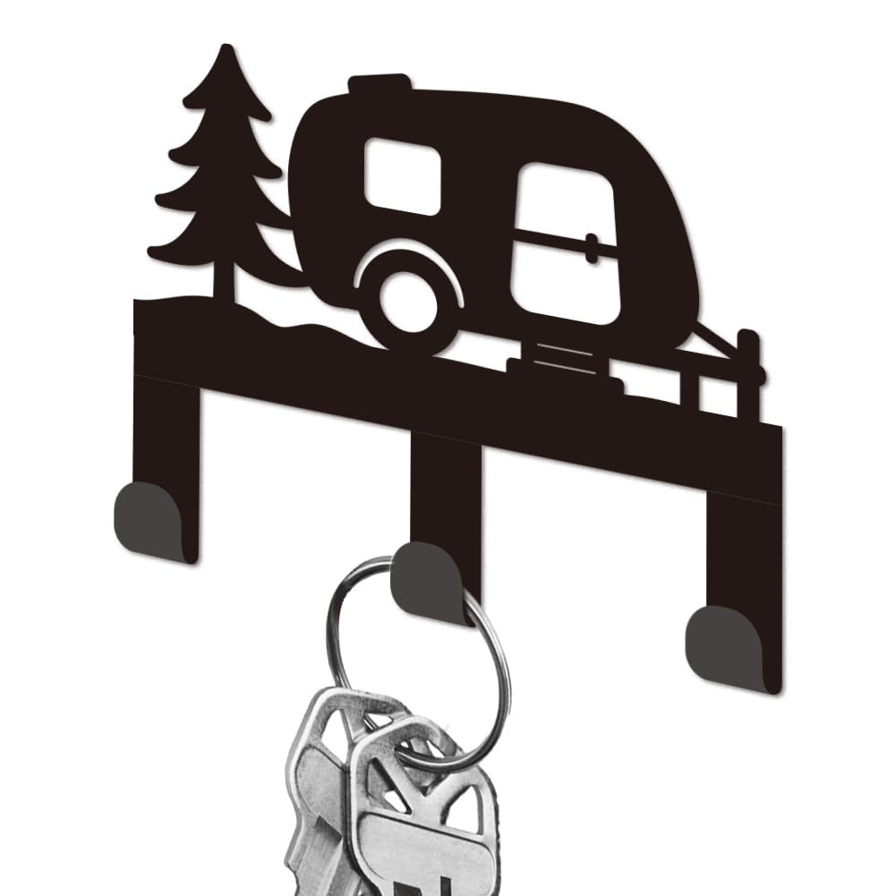 Porte-clés mural en fer noir au design épuré pour un rangement décoratif durable
