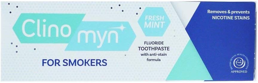 Clinomyn Anti-Stain Fluoride Toothpaste for Smokers, White, Mint, 3 Millilitre, Pack of 3