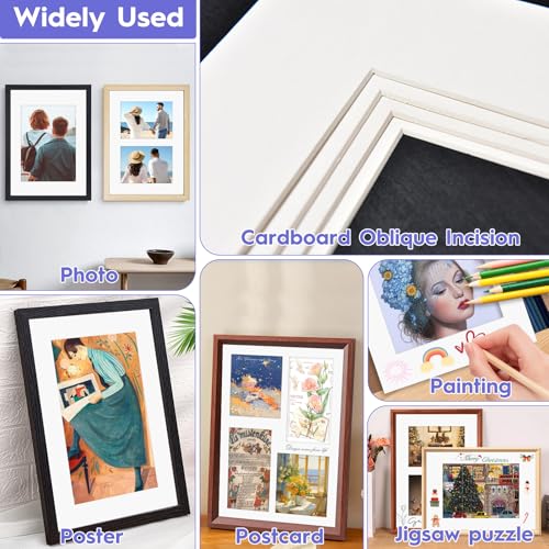 6 Stk Passepartout, Foto Rahmen Halterungen, alterungsbeständige Schrägschnitt Passepartouts, Weiß Innen für Bilder Kunstdrucken Fotos, Präsentation & Schutz Ihrer Bilder und Fotos für Fotos, Postkart