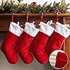 Ivenf Christmas Stockings 4 Pcs 19 inches Polyester Classic Red and White Plush Mercerized Velvet Stockings for Family Holiday Xmas Party Decorations