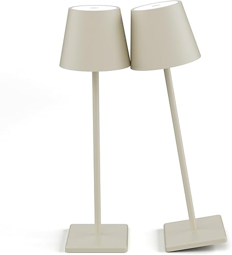 Paquete de 2 lámparas de mesa LED inalámbricas, lámpara de escritorio con batería recargable, 3 W, 5500 mAh, funciona con pilas, atenuación