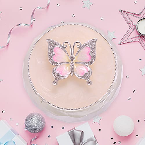 Lasody Butterfly Jewelry Storage Box For Rings Earrings Necklace Treasure Chest Organizer Jewelry Keepsake Gift Box Case For Girl Women (Butterfly W/Big Crystal Box, Silver Plate) #TOP5