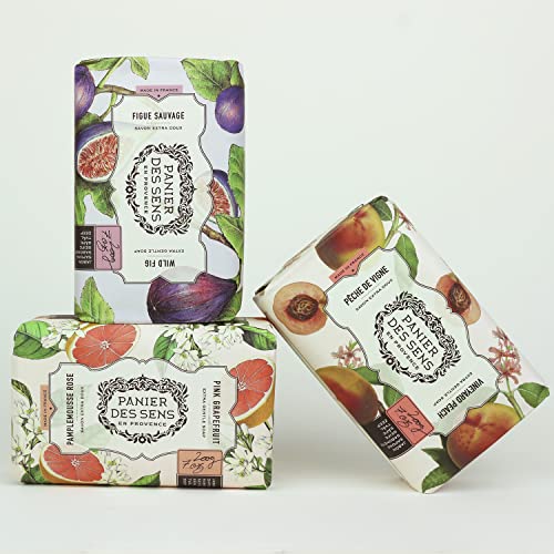 Panier Des Sens Peach Shea Butter Natural Bar Soap, Bath & Body Soap Bars - Made In France 95% Natural - 2 Bars, 7Oz/200G Each #TOP5