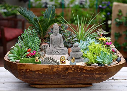 Bangbangda Meditation Zen Garden Accessories - Miniature Buddha Garden Kit Micro Landscape Terrarium Kit Diy Fairy Garden W/Buddha Bridge Pagoda Stone Cairn #TOP3