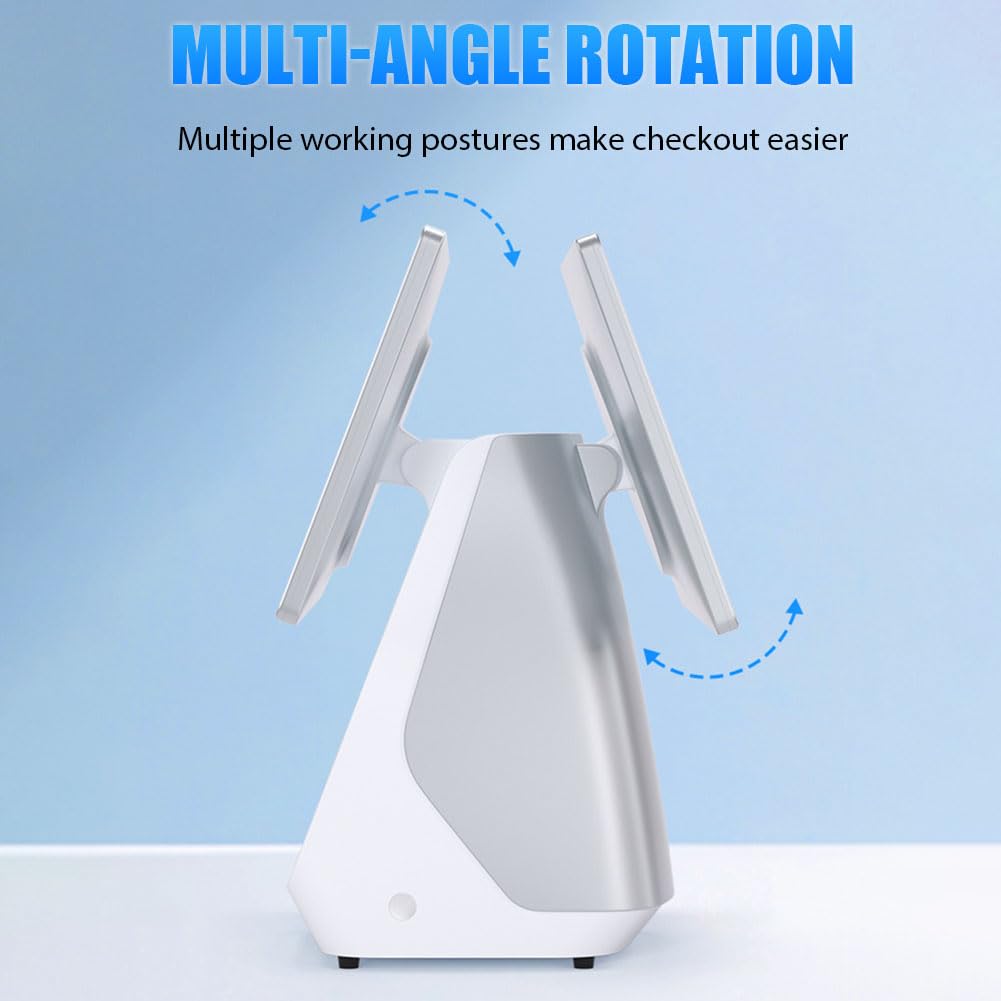 Terminale POS Per Vendita Al Dettaglio E Ristoranti Per Piccole Imprese, Registratore Di Cassa Professionale All-In-One A Doppio Schermo, Touch Screen,Bianca