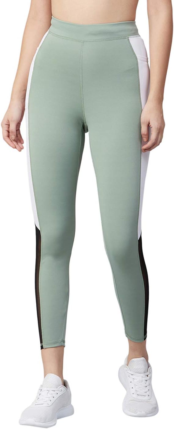 BLINKINStretchable Yoga Pants for Women & Gym Pants for Women Workout with Mesh Insert & Side Pockets (1869)