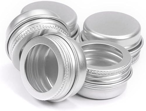 Vista 312 de Othmro Latas redondas de aluminio para tapas de metal, con tapa de rosca de 2.0 fl oz/2 onzas, 2.677 x 0.984 in (D* H) contenedores de aluminio