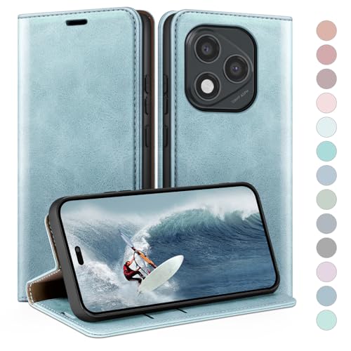 Étui pour Honor 400 Lite 5G Coque Rabat Cuir Portefeuille Bleu Protection