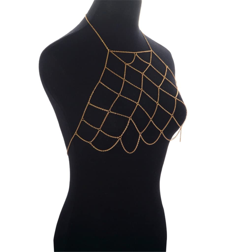 RWRAPS Collares Bikini Body Chain Bohemian Jewelry Sexy Breast Necklace Mujeres Accesorios (Color : Silver, Size : One Size) (Silver One Size)